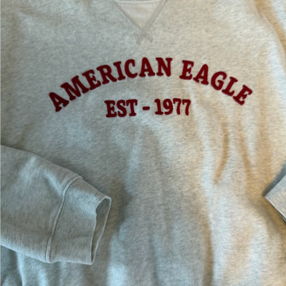 American Eagle Cream and Gray Crewneck Sweatshirt Women’s S - Picture 2 of 7
